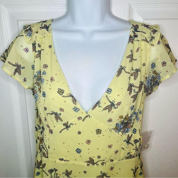 ModCloth You're Flowing Places Maxi Dress Light Yellow Floral Critters 8 NWT - Picture 6 of 12